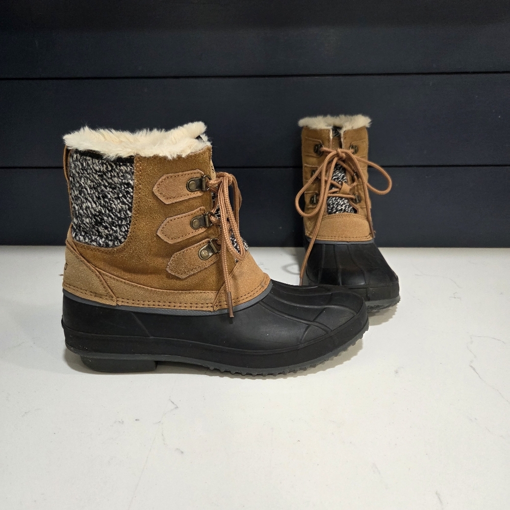 Sporto Adele Winter Duck Boot Suede Rubber Faux Fur Lining Warm Size 10